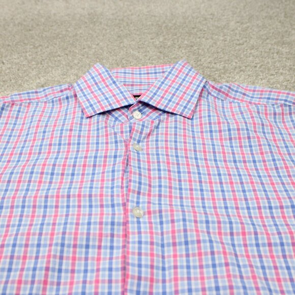 BOSS Hugo Boss Dress Shirt Mens 16 1/2, 32/33 Pink/Blue Sharp Fit L/S Button - Picture 5 of 14